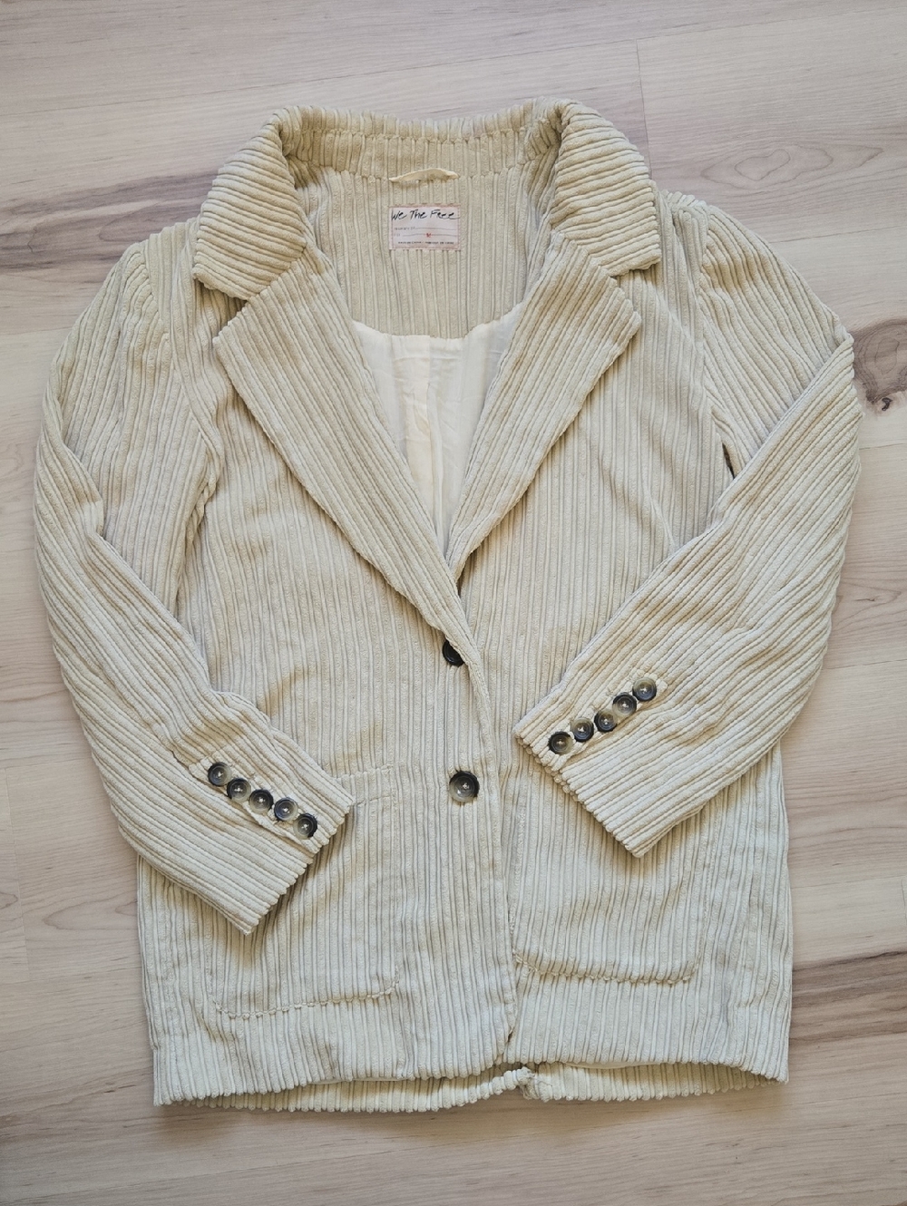 We The Free Everly Corduroy Blazer, Oatmeal, Size Medium